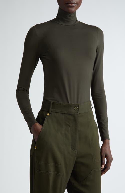 Shop St John St. John Collection Nuda Jersey Turtleneck Top In Cypress