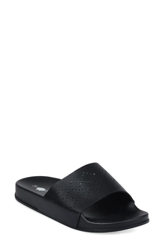 Shop Gaahuu Perforated Slide Sandal In Black