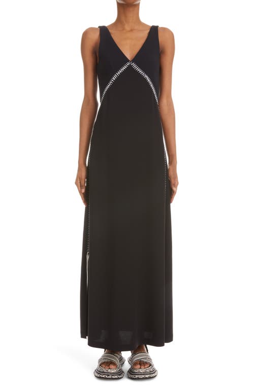 Chloé Embroidered Wool Crepe Maxi Dress in Black