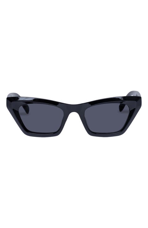 ASOS DESIGN square beveled cat eye sunglasses in shiny black