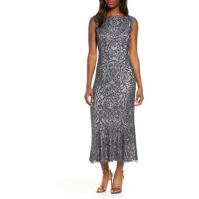 Js Collections Beaded Midi Cocktail Dress, Grey