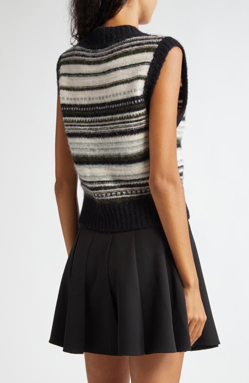 Shop Ganni Stripe Sweater Vest In Black