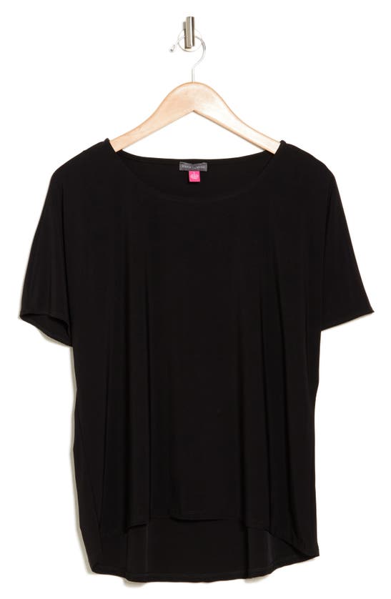 Shop Vince Camuto Dolman Sleeve High/low Top In Rich Black