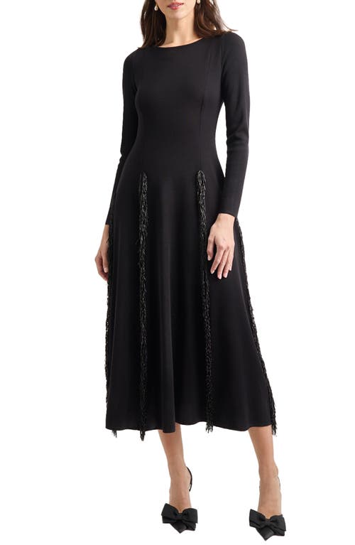 Misook Modern Fit-and-flare Sequin Princess Seam Knit Maxi Dress In Black