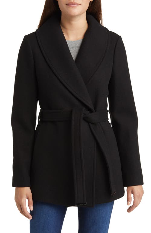 MICHAEL Michael Kors Belted Wool Blend Shawl Collar Coat in Black