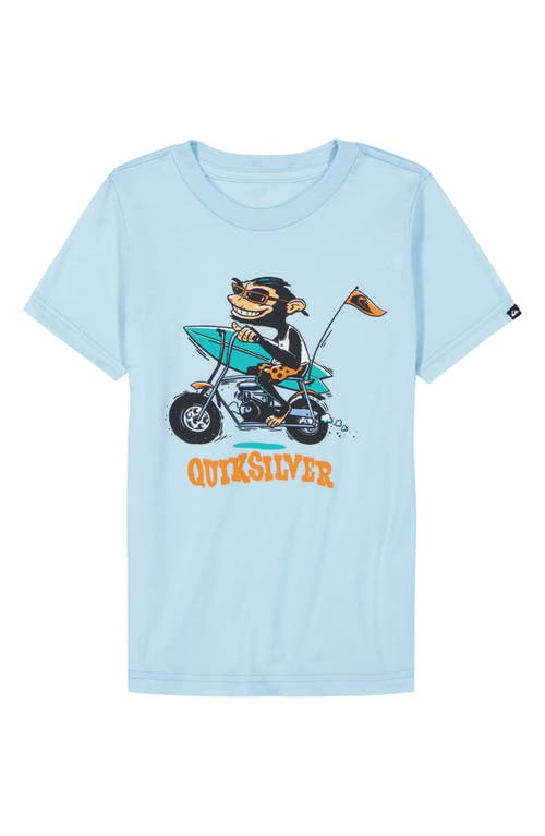 Shop Quiksilver Kids' Monkey Moto Cotton Graphic T-shirt In Pool Blue