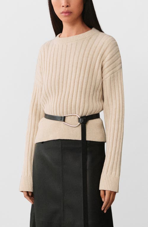 Mango Herringbone Knit Rib Sweater In Cream