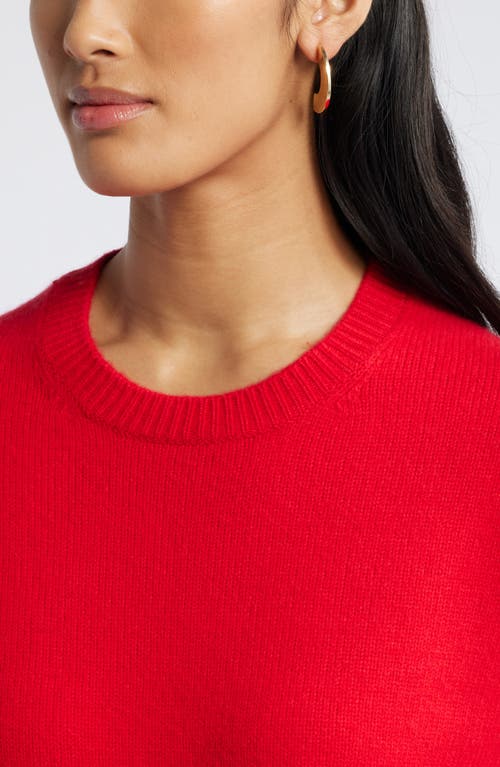 Shop Nordstrom Crewneck Side Slit Wool & Cashmere Sweater In Red Toreador