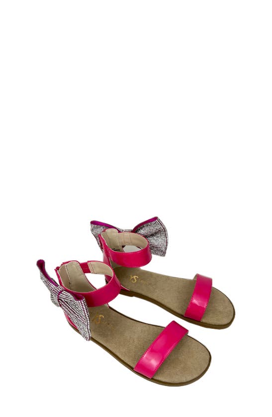 Yosi Samra Kids' Miss Cambelle Bow Ankle Strap Sandal In Hot Pink Patent