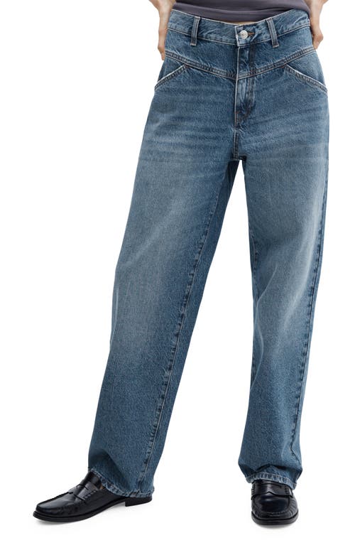 MANGO High Waist Wide Leg Jeans in Medium Blue at Nordstrom, Size 4