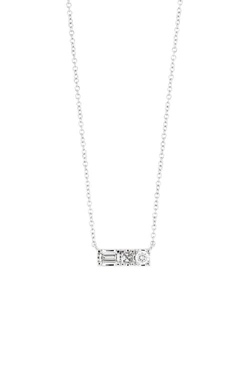 Gatsby Petite Diamond Bar Pendant Necklace in White Gold