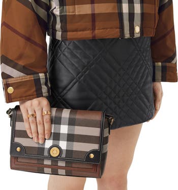 Burberry Note Leather & Vintage Check Crossbody Bag, Nordstrom