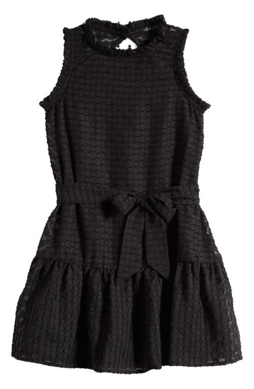 Ava & Yelly Kids' Ruffle Fil Coupé Dress Black at Nordstrom,