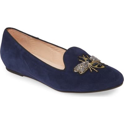 Patricia Green Embroidered Bee Loafer, Blue