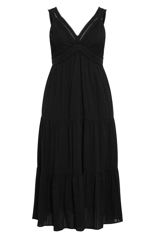 City Chic Bella Tiered Cotton Maxi Sundress In Black