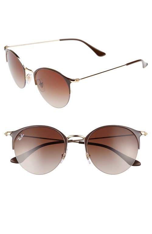 Ray-Ban 50mm Round Clubmaster Sunglasses in Brown/Gold at Nordstrom
