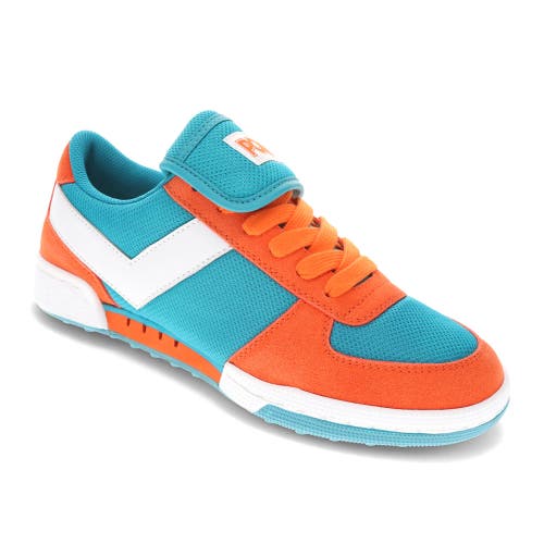 Shop Pony Linebacker Archive Sneakers In Aqua/orange