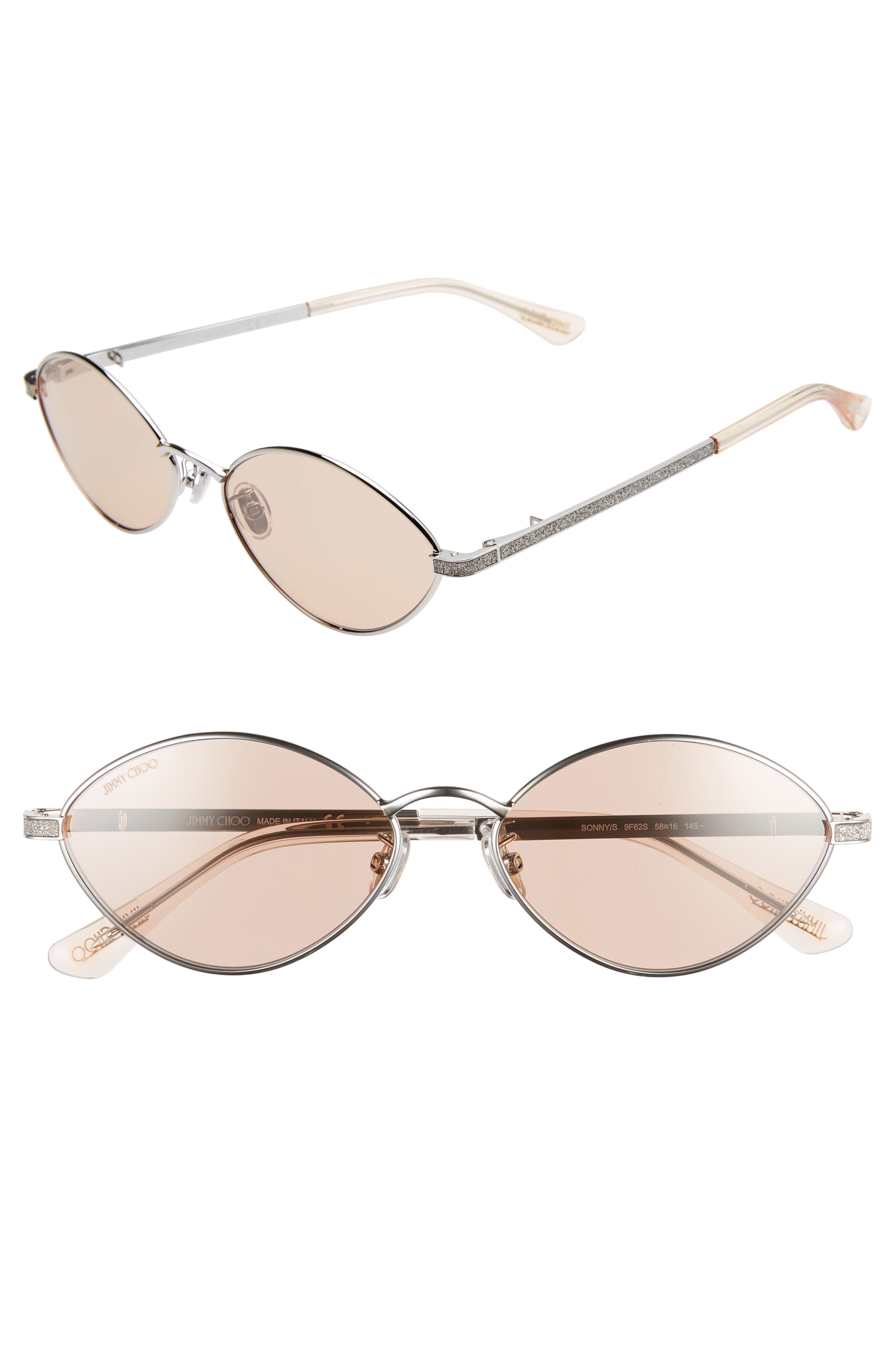 Jimmy Choo Sonny 58mm Oval Sunglasses with Chain Nordstrom