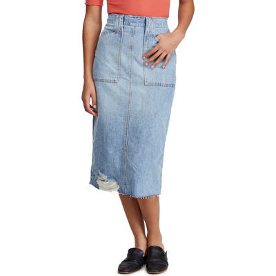 Free People Elisa Denim Pencil Skirt, Blue