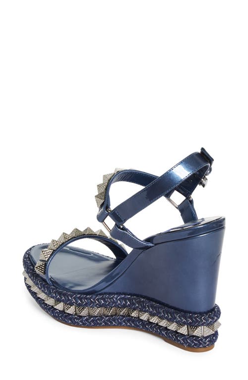 Shop Christian Louboutin Pyraclou Espadrille Wedge Sandal In Denim/lin Denim