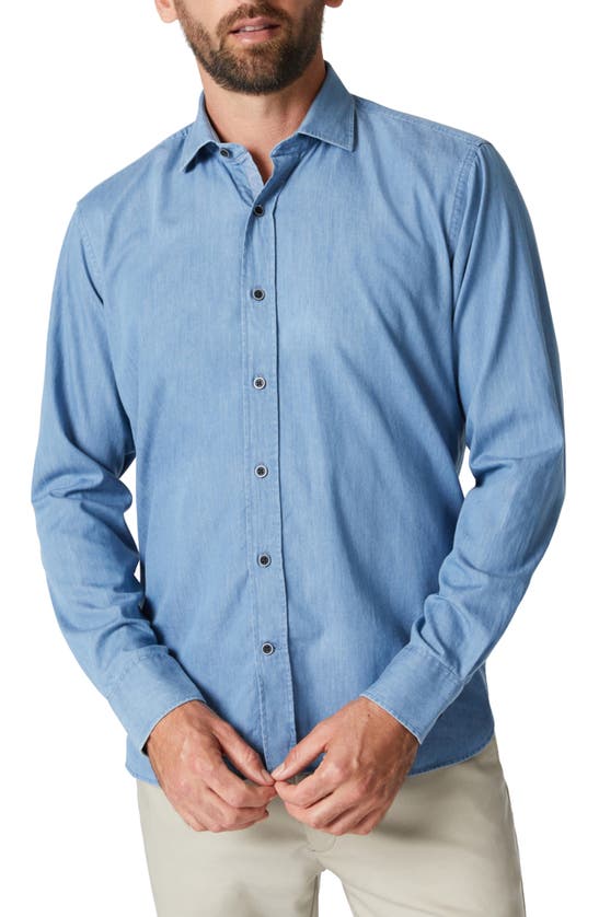 34 Heritage Denim Button-up Shirt In Light Denim | ModeSens