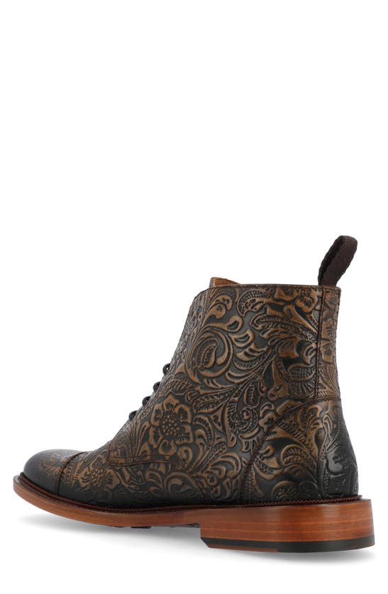 Shop Taft The Rome Embossed Cap Toe Boot In Oro Viejo