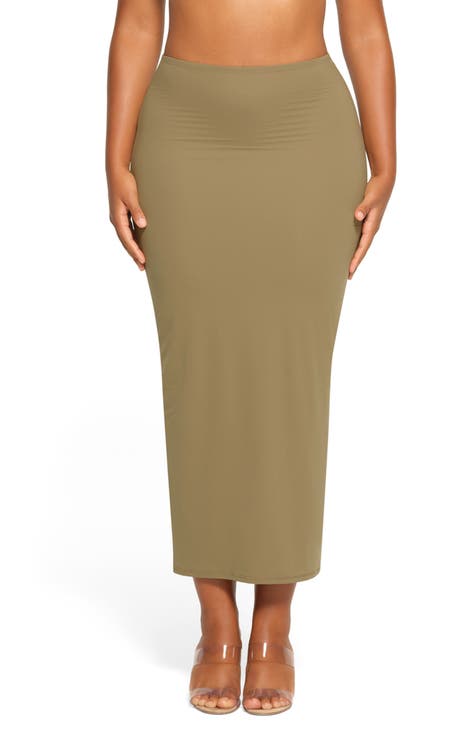 Fashion Bug Women's Midi Pencil Skirt Plus Size 20W Green 2 Pocket
