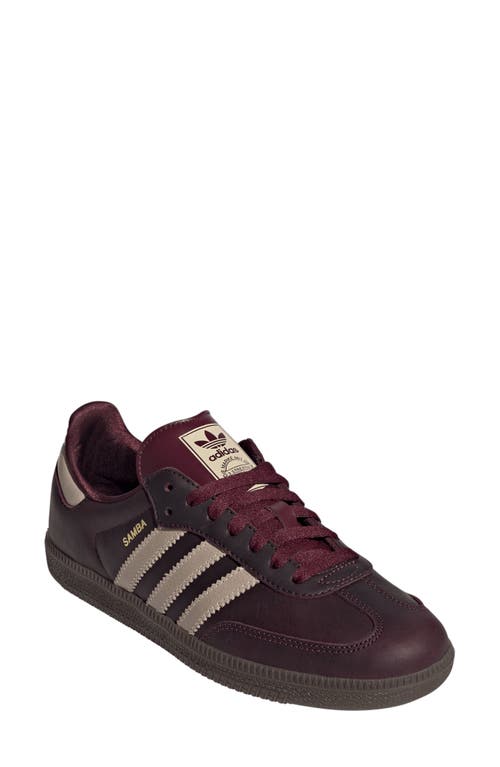 Adidas Originals Adidas Samba Sneaker In Maroon/sand/gold Met.