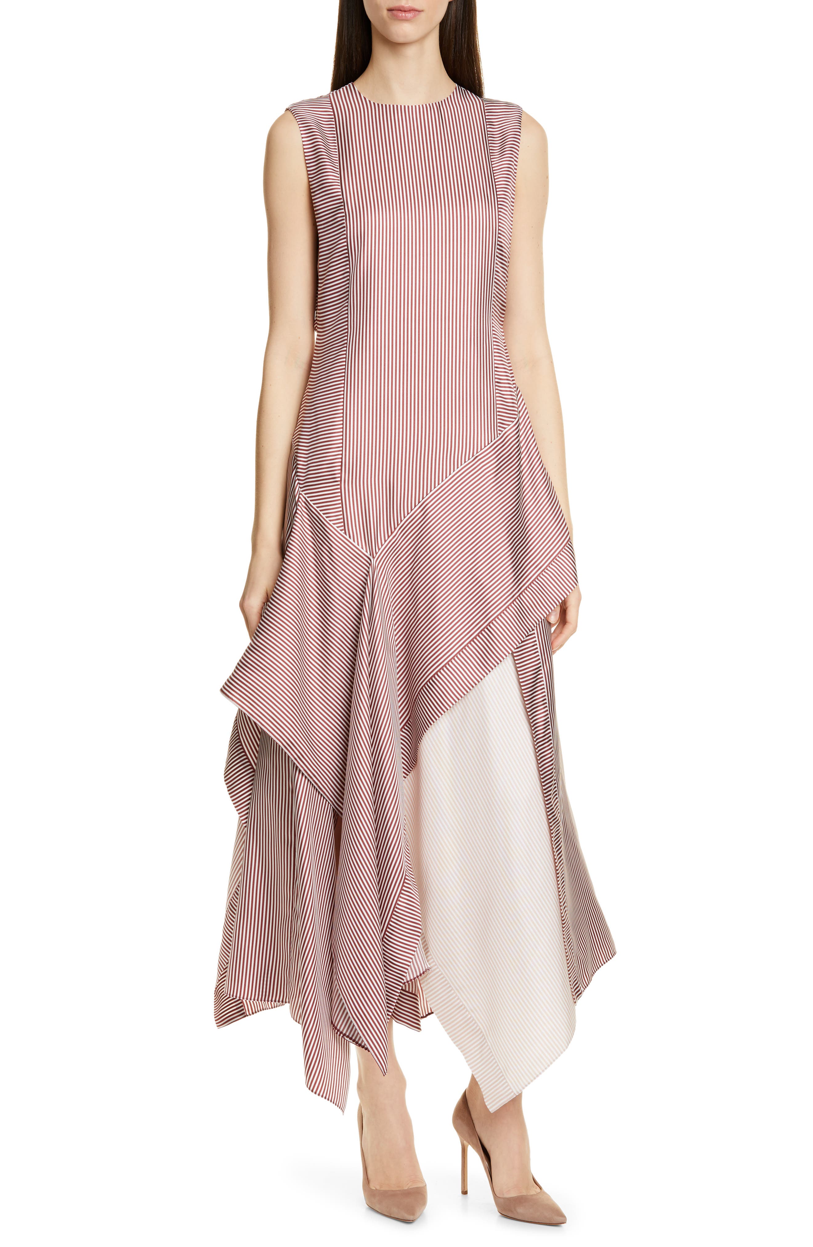 Boss Destrype Asymmetrical Silk Dress, Burgundy