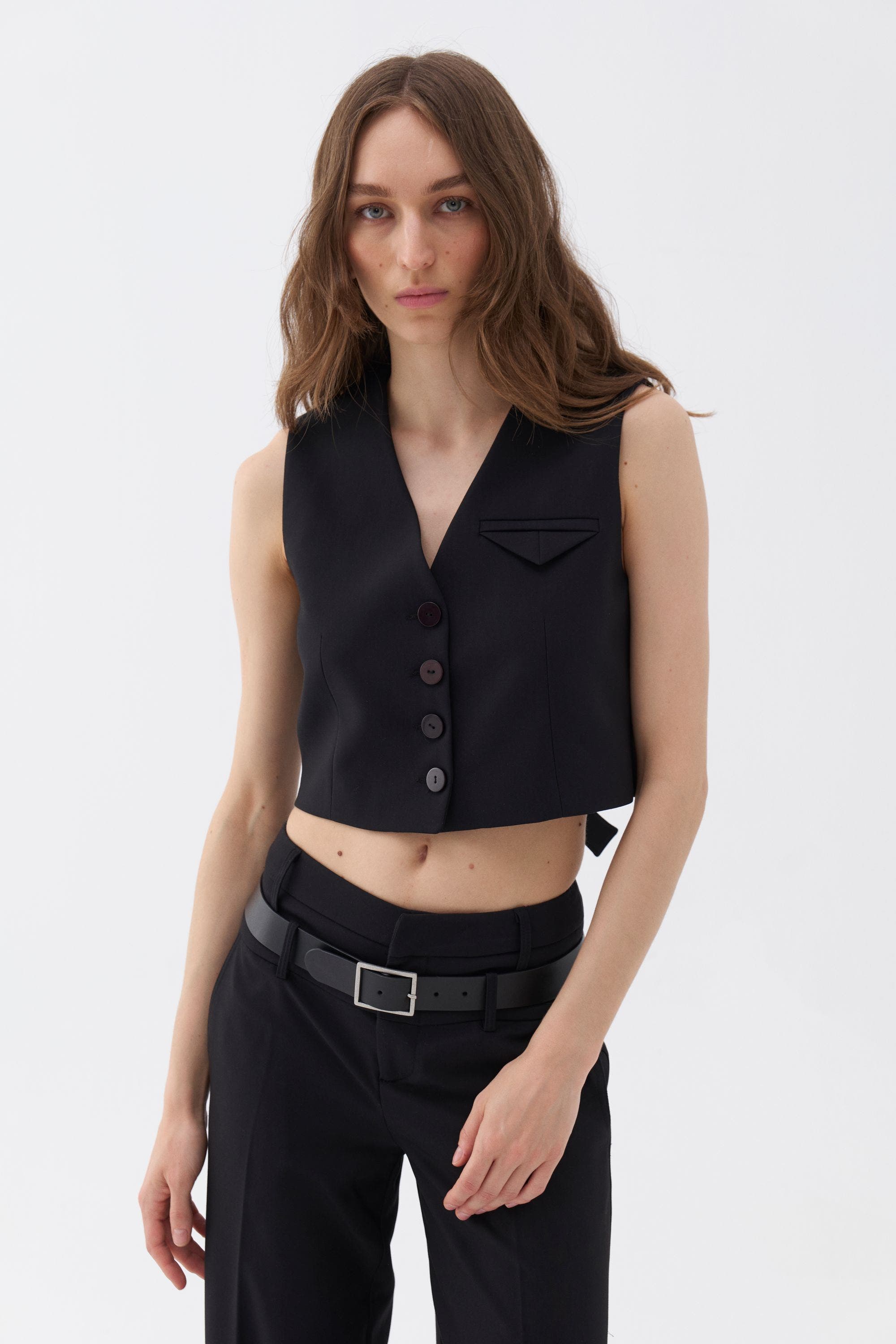 Nocturne Double-Breasted Vest in Black Cover