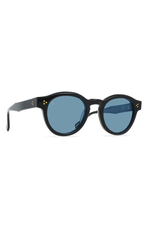 Shop Raen Zelti 49mm Small Round Sunglasses In Recycled Black/blue