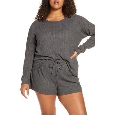 Plus Size Bp. Snuggle Up Thermal Short Pajamas, Grey