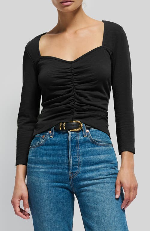 Shop Nation Ltd Mikaela Ruched Cotton Top In Jet Black