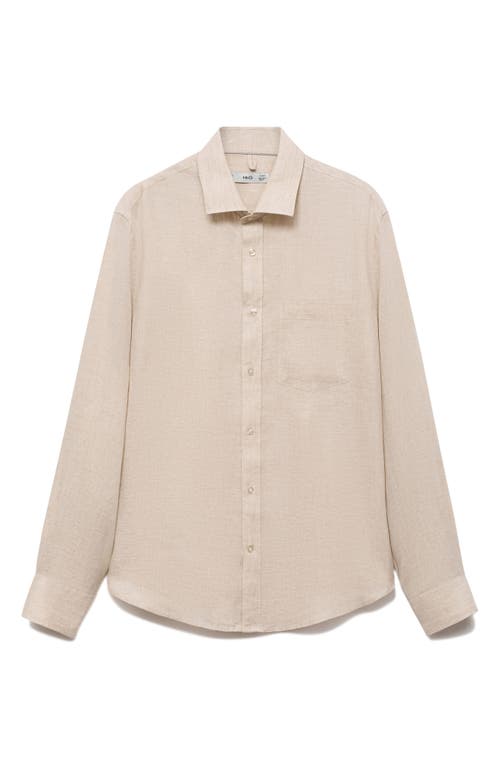 Shop Mango Linen Shirt In Sand