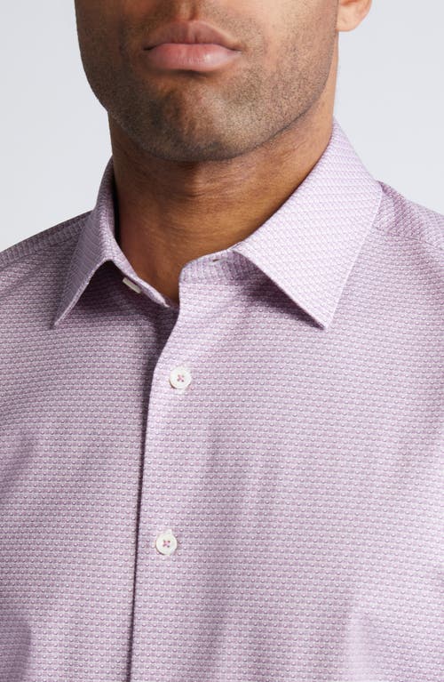 Shop Bugatchi James Ooohcotton® Micropattern Button-up Shirt In Magenta