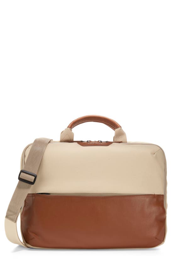 COLE HAAN GO TO WORK TWO-TONE CANVAS & RECYCLED NAPPA LEATHER BRIEFCASE