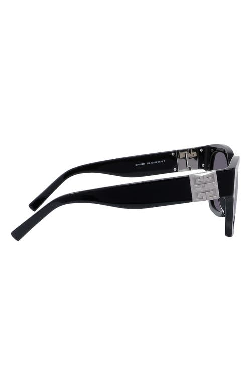 Shop Givenchy 4g 53mm Square Sunglasses In Shiny Black/smoke