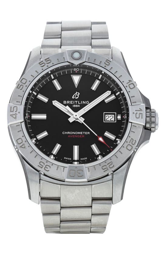 Shop Watchfinder & Co. Breitling  Avenger Automatic 42 Bracelet Watch, 42mm In Silver / Black