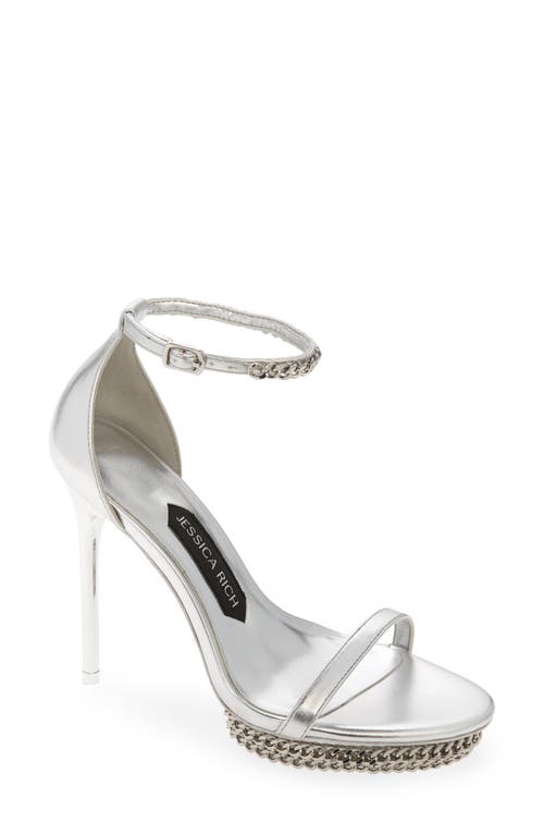 Jessica Ankle Strap Platform Sandal in Silver