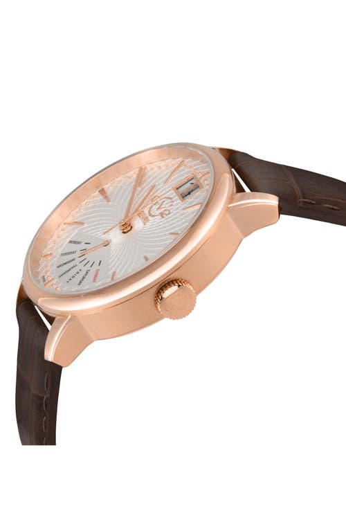 Gv2 Rovescio Croc Embossed Leather Strap Watch, 42mm In Brown