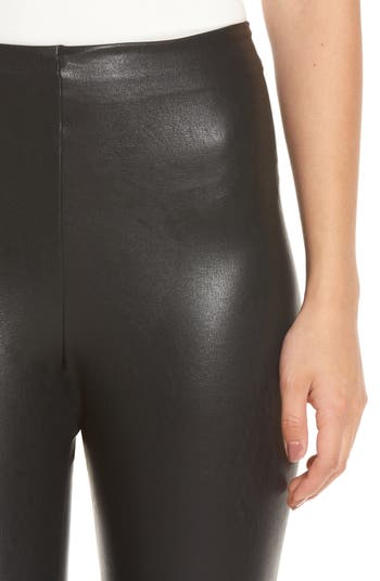 $125 Commando Women's Black Skinny Faux Leather Pants Leggings Petite Size  MP