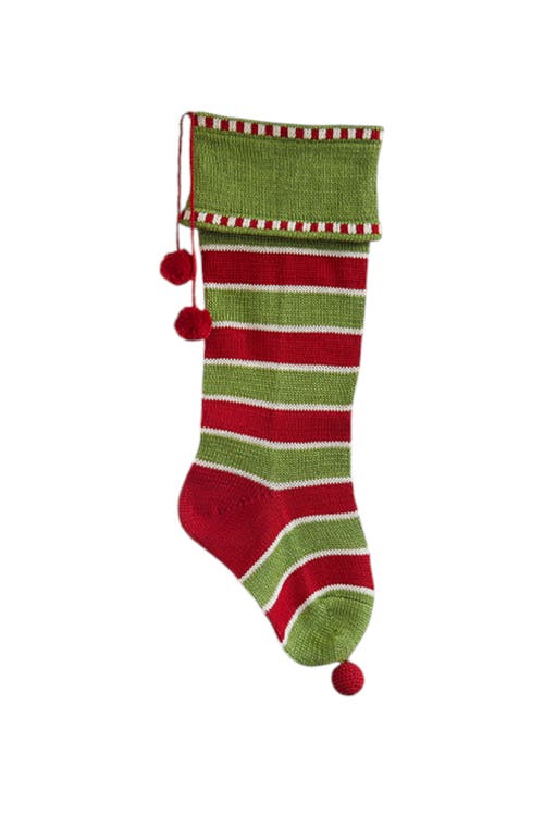 Melange Collection Stripes Smooth Cuff Stocking In Green