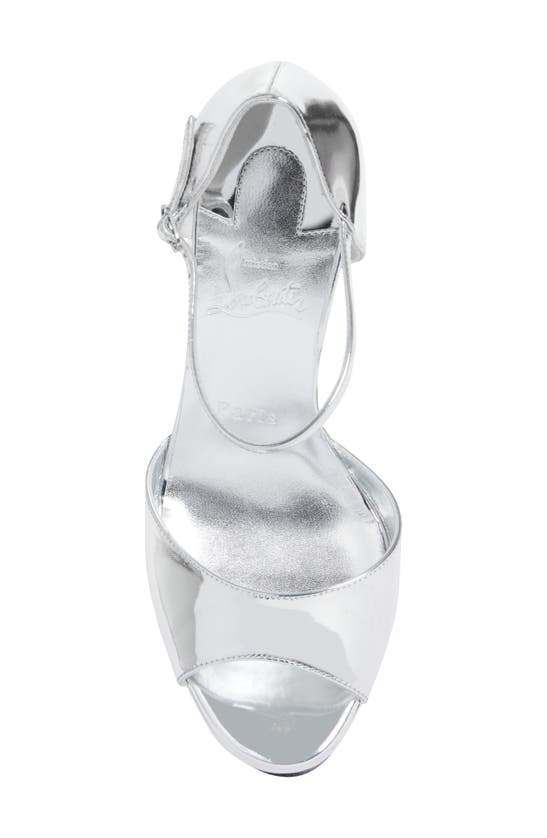 Shop Christian Louboutin Sandaloo Metallic Peep-toe Sandal In Silver