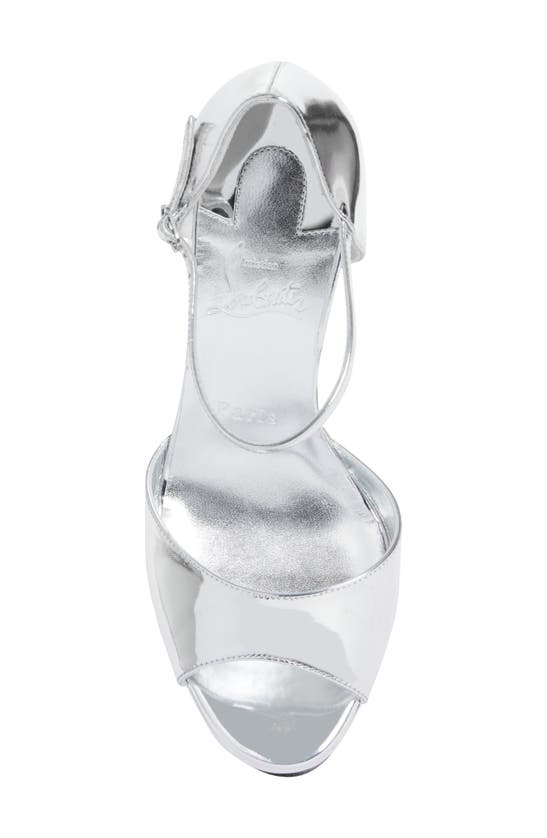 Christian Louboutin Sandaloo 130mm Mirrored Leather Platform Sandals In Silver