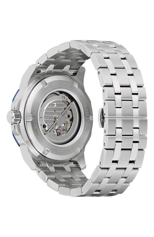 Bulova Marine Star Series A Mens Automatic Chronograph Silver Tone Stainless Steel Bracelet Watch 98a302 In Blue/silver