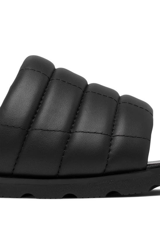Shop Sorel Ella Iii Quilted Puff Slide Sandal In Black/ Black