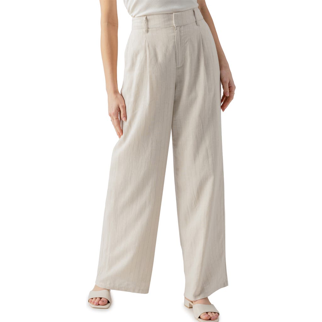 Sanctuary Pleat Up Linen Blend Trousers In White