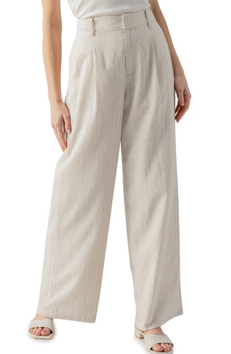 Pleat Up Linen Blend Trousers