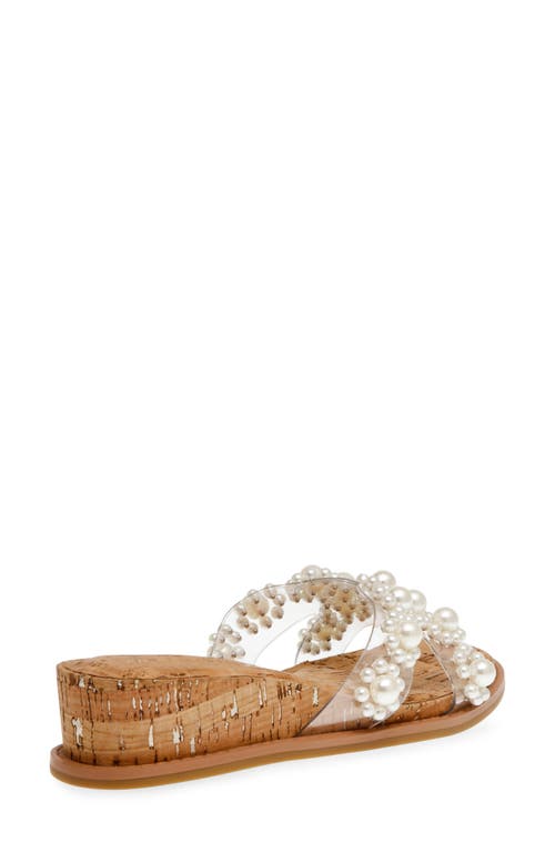 Anne Klein Womens Embellished Manmade Slide In Clear Vinyl/cork