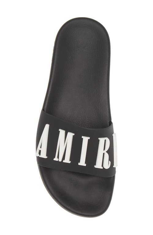 Shop Amiri Logo Pool Slide In Black/white